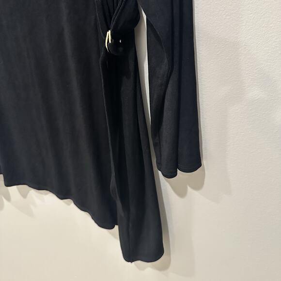 Chico's Travelers Womens X Large Black Slinky Stretch Asymmetric Top Size 3 - Picture 3 of 7